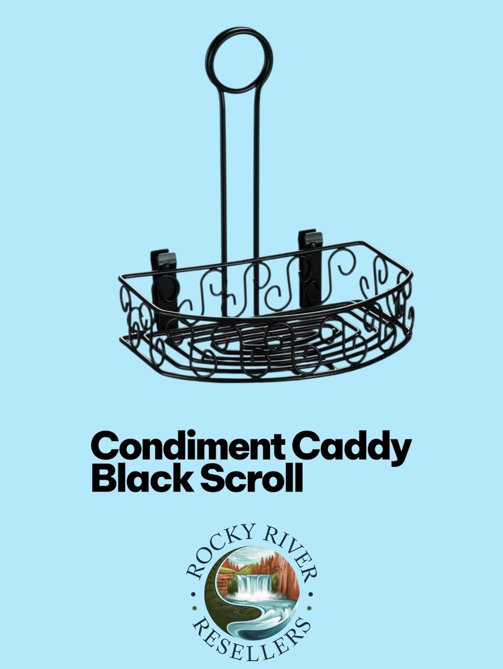 Condiment Caddy | Semi-Round | Black Scroll | American Metalcraft | CRS68